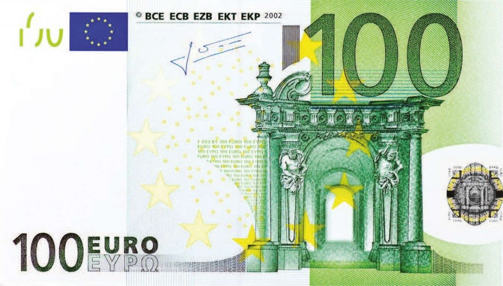 een biljet van honderd euro