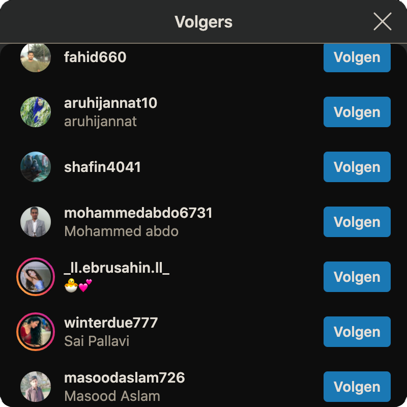 Voorbeeld Instagram volgers kopen