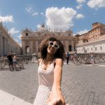 Women influencer grab hands